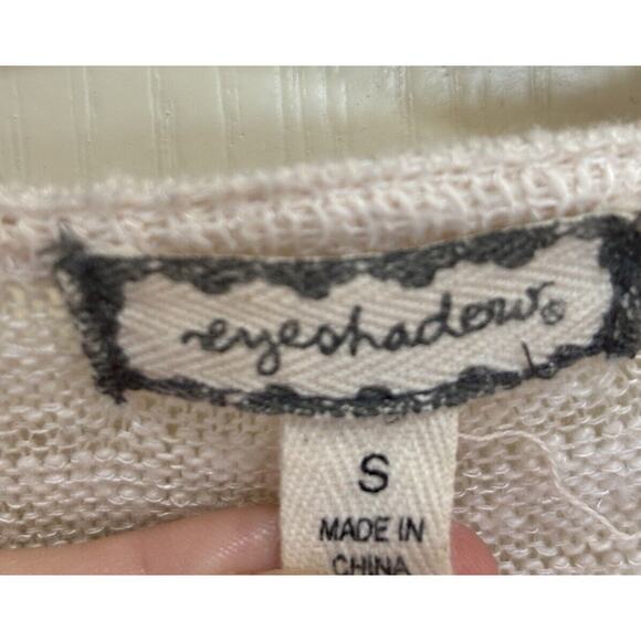 EYESHADOW Open Knit Bishop Sleeve Embroidery Floral Cardigan Women’s Small - Picture 4 of 7